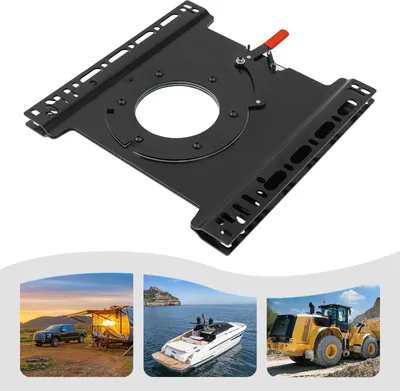 Immagine prodotto di Supporto girevole per sedile camper - lato guida T5/T6 - girevole a 360° - acciaio per impieghi gravosi - 46,5×46 cm, altezza 3 cm - nero