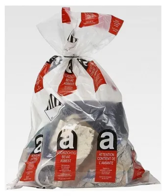 Produktbild von 25 Stück LDPE Asbestsack Transparent | 80x120 | 25KG | 80L | Asbest Big Bag Säcke