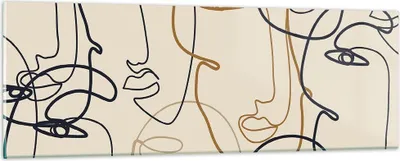 Produktbild von Bilder auf glas - Einteilig - Frau Gesicht Linie - 90x30cm - Glasbilder - Wandbilder - Bilder - zum Aufhängen bereit - Wanddekoration aus Glas - Glas Bilder - Wandbild auf Glas - GAB90x30-5109