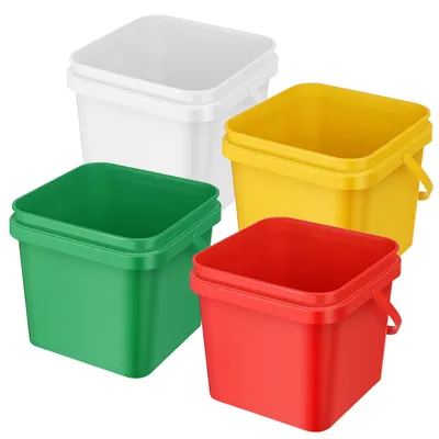 Zdjęcie produktu dla Pojemniki plastikowe, kwadratowe, 4 sztuki, z uchwytem, do czyszczenia domu
