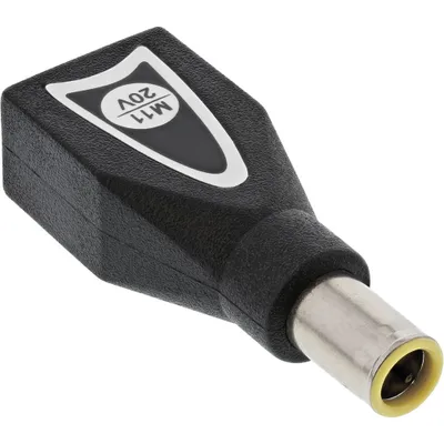 Produktbild von InLine Wechselstecker M11 (20V) für Universal Netzteil, 90W/120W, schwarz, Schwarz, M11, IBM, LENOVO, Einfarbig, 20 V, M11, 70 mm