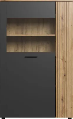 Produktbild von trendteam Wohnen Esteban Highboard, Anthrazit Melamin/ Evoke Oak Melamin, B/H/T: 90/146/42 cm