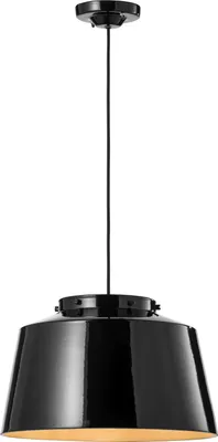 Obrázek produktu pro Závěsné svítidlo kovové keramické E27 D: 40 cm V: max. 145 cm černé kulaté keramické svítidlo s retro designem