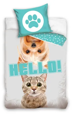 Produktbild von Carbotex Bettwäsche Set Katze Hund Baumwolle 140x200 cm