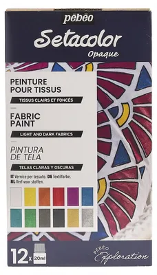 Immagine prodotto di Pebeo Setacolor set di colori coprenti per tessuti 12 x 20 ml