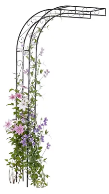 Zdjęcie produktu dla Relaxdays Łuk różany półokrągły, metalowy, wys. x szer. x gł.: 240 x 125 x 39 cm, łuk do pnączy, łuk ścienny na róże, czarny