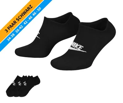 Produktbild von NIKE Socken - Farbe: 3 Paar Schwarz Sneaker Socken - Größe: 42-46