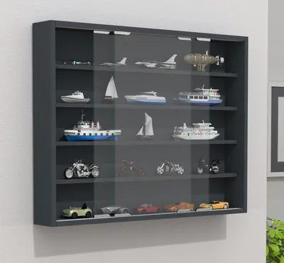 Produktbild von VCM Glasvitrine hängend | Vitrine Glas mit ESG-Sicherheitsglas | Maße ca. H. H. 60 x B. 77 x T. 10  cm | Hängevitrine Glas | Modern und platzsparend | Glas Vitrinenschrank - Agisa L