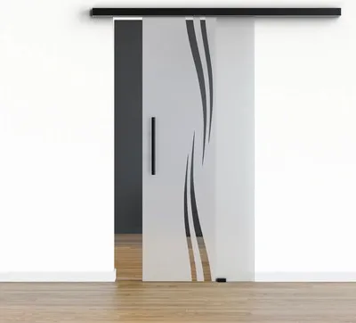Produktbild von Pertura Glasschiebetür Komplettset Glera Swirl 775x2050 mm inkl.Beschlag Selir Aluminium schwarz,Stangengriff