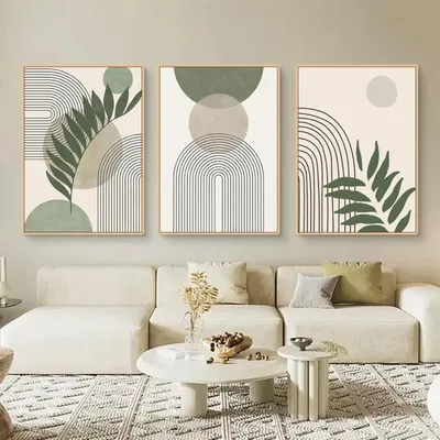 Zdjęcie produktu dla Nowoczesny zestaw plakatów z zielonymi roślinami do dekoracji salonu 40x50cm