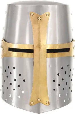 Produktbild von vidaXL Mittelalterlicher Kreuzritter-Helm Antik Replik LARP Silbern Stahl