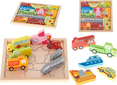 Obrázok produktu pre KIK KX5313 Drevené puzzle s autíčkami