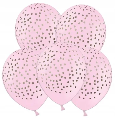 Immagine prodotto di Palloncini rosa con pois dorati, 30 cm, 5 pezzi