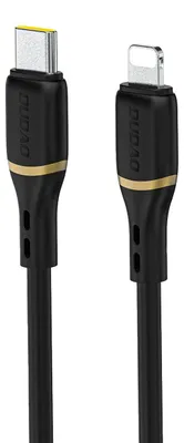 Produktbild von Kabel Dudao L25X USB-C - Lightning 1m 30W w miękkim silikonowym oplocie - czarny