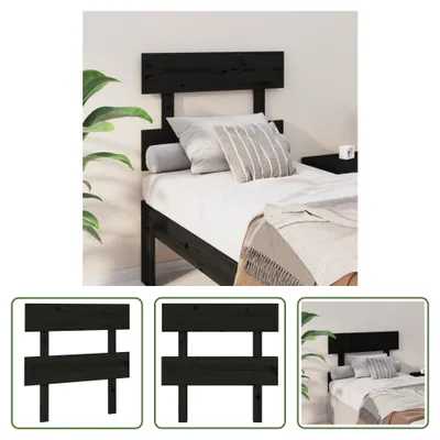 Produktbild von The Living Store Kopfteil Schwarz 103,5x3x81 cm Massivholz Kiefer