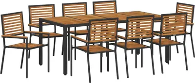 Produktbild von vidaXL Garten Essgruppe 9 stk. Schwarz und Braun Poly-Rattan