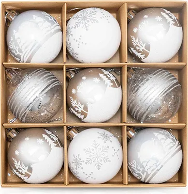 Produktbild von 9 Stück Weihnachtskugeln Christbaumschmuck mit Motiv Anfangsbuchstabe Weihnachtsdeko Set Stil G