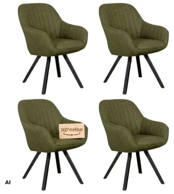 Produktbild von Esszimmerstuhl 4er Set Matera mit Armlehnen & drehbarem Sitz 100%
