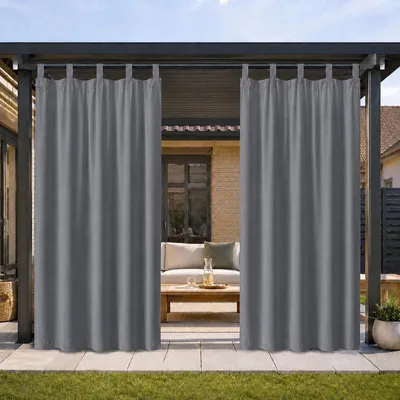 Produktbild von Vorhänge Blickdicht Wasserdicht Gardinen Sonnenschutz Outdoor Vorhang mit Abnehmbare Schlaufen, 1 Stück, B132xH213cm, Dunkelgrau