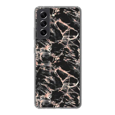 Produktbild von MuchoWow® Handyhülle Schutzhülle Hülle für Samsung Galaxy S21 FE Roségold - Marmor - Muster - Schwarz Silikon Softcase Handy Hülle - Mobiltelefonhülle