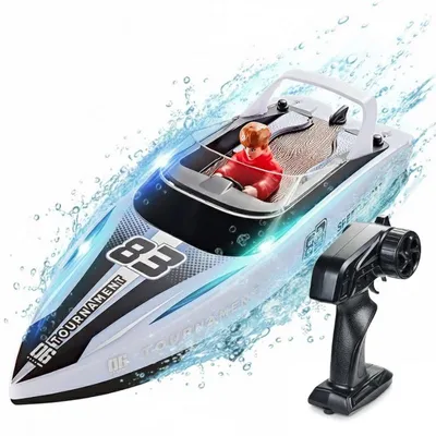 Image de Bateau télécommandé iUni HJ821, bateau RC haute vitesse, vitesse 15 km/h, 2.4GHz, Blanc