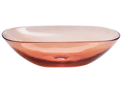 Produktbild von BELIANI Waschbecken Hellrot Mineralwerkstoff Oval 54x36 cm mit Klickverschluss Stöpsel Badezimmer Ausstattung Waschschale Waschtisch Aufsatzwaschbecken