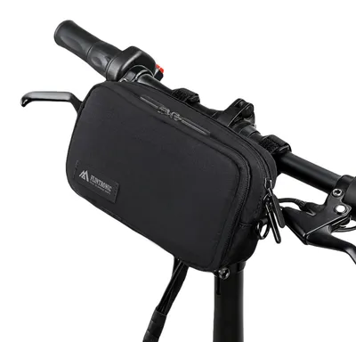Immagine prodotto di Borsa da manubrio bici - Borsa da bicicletta impermeabile - Con copertura antipioggia - 20 x 6,5 x 11 cm - Nero - Per viaggi in bici e spostamenti quotidiani
