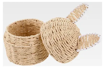 Produktbild von Osterkorb aus handgefertigtem Weidengeflecht mit Hasenohren – Dekorativer Picknick- und Aufbewahrungskorb für Obst, Gemüse und Ostereier