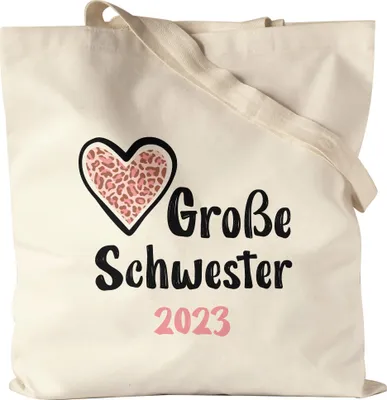 Produktbild von Große Schwester 2023 Stoffbeutel Jutebeutel Canvas Sisters Beschützerin Geborgenheit Liebe Familie Zusammenhalt Freude Spaß Sis Love