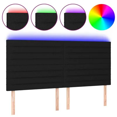 Produktbild von vidaXL LED Kopfteil Schwarz 200x5x118/128 cm Stoff