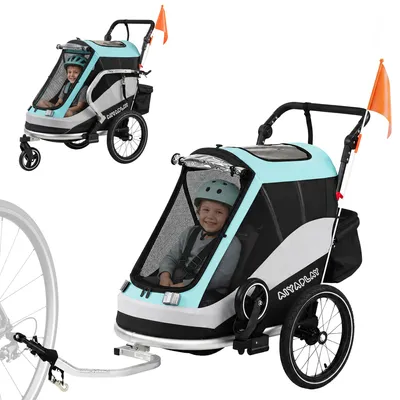 Produktbild von AIYAPLAY 2 in 1 Fahrradanhänger & Buggy Faltbar Kinderfahrradanhänger