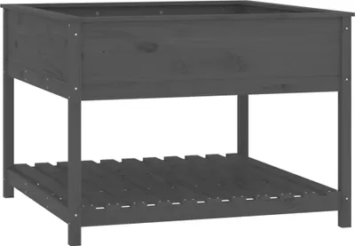 Obrázek produktu pro vidaXL květináč s policí šedý 111,5x111,5x81 cm masivní borovicové dřevo