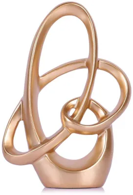 Productafbeelding van Unyqoos® gouden kunstsculptuur van hars – abstracte decoratieve figuur (H28 × B23 cm), elegante decoratie voor woonkamer, kantoor en planken
