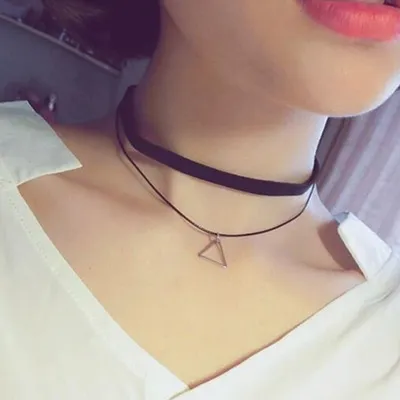 Produktbild von Frauen Mode Doppel Schichten Schlüsselbein Kurze Koreanische Stil Dreieck Anhänger Halskette