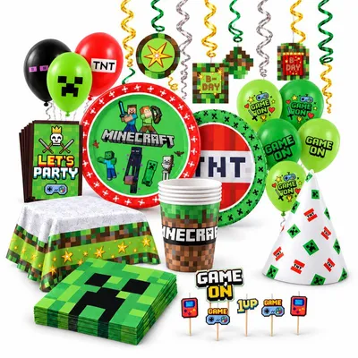 Produktbild von Partyset Deko Minecraft Kindergeburtstag Geburtstagsdeko Party Deko Geburtstag Dekoration