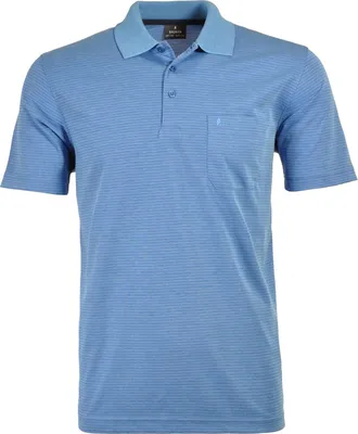 Rabe Poloshirt kurzarm Softknit-Polo fein gestreift in blau
