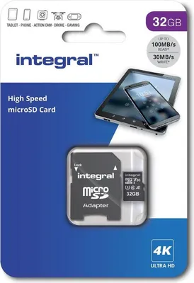 Produktbild von Integral INMSDH32G-100V30, 32 GB, UHS-I, 100 MB/s, 30 MB/s, Class 3 (U3), V30