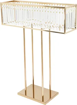 Produktbild von Kristall Blumenständer - Hochzeits-Centerpiece - Höhe 90 cm - Hängende Prismen - Für Tisch/Boden - Eisen und Kristall - Gold