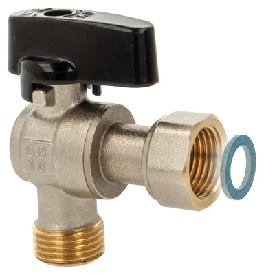 Produktbild von tecuro Winkel-Kugelhahn Überwurfmutter 1/2 Zoll x Aussengewinde 1/2 Zoll, DN 12,5, PN 25, Messing vernickelt