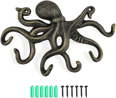 Image de Crochets de porte-manteau en fonte, crochets muraux rustiques, lot de 4, pour vêtements et clés