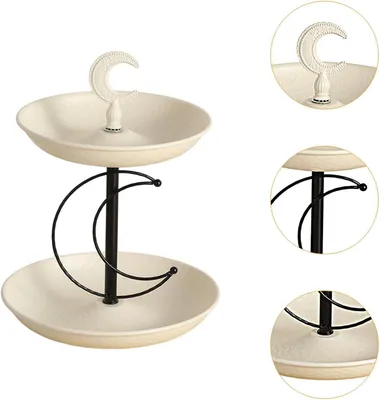 Immagine prodotto di Piatto a due piani per frutta e verdura, con supporto, elegante vassoio da portata ideale per feste, eventi e occasioni conviviali, adatto per snack, antipasti e dessert