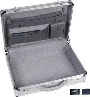 Produktbild von Perel Aluminium Aktenkoffer für 15,6 Zoll Laptop und A4 Dokumente, Hartschalenkoffer mit 2