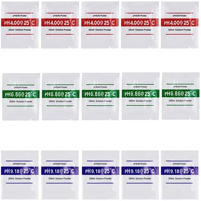 Imagen del producto de Kit de calibración de pH, 15 soluciones de 250 ml, con pH de 4.00, 6.86 y 9.18, para uso en laboratorios y jardines