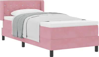Image de Lit à ressorts avec tête de lit Rose 200 x 100 cm Velours