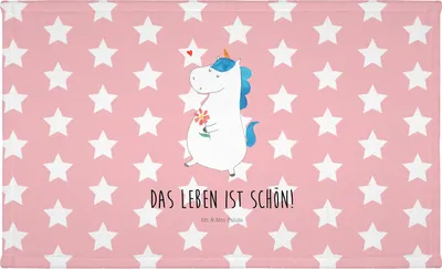 Produktbild von Mr. & Mrs. Panda 50 x 100 Handtuch Einhorn Spaziergang - Rot Pastell - Geschenk, Freundin, baumwolle, Motivation, Freude, Blumen, Einhörner, Flauschtuch, gesichtshandtuch