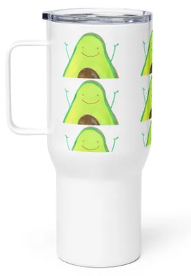 Produktbild von Mr. & Mrs. Panda Thermobecher Avocado Glücklich - Weiß - Geschenk, Chaos, thermosbecher, To-Go-Becher, Freude, Kaffee-Thermobecher, getränkebecher, Kaffee-to-go-Becher