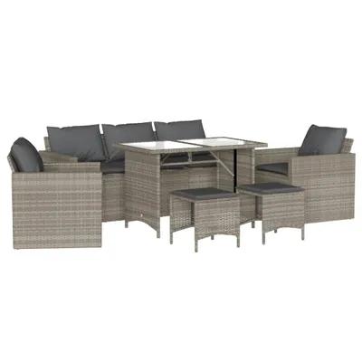 Produktbild von vidaXL 6-tlg. Garten-Sofagarnitur mit Kissen Hellgrau Poly Rattan