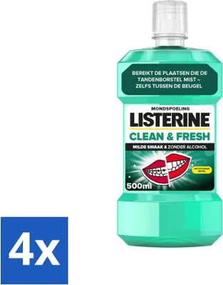 Immagine prodotto di Collutorio Listerine - Clean & Fresh - Senza alcool - 500 ml - Confezione risparmio - 4 pezzi