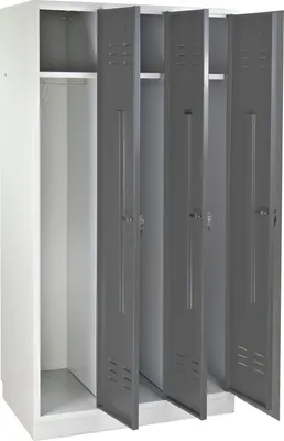 Produktbild von Garderobenschrank Ermine mit 3 Türen | HxBxT 178x89x50cm | Lichtgrau/Grau