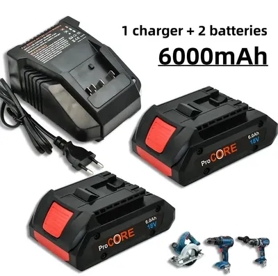 Produktbild von Li-Ion Batterie, 6,0Ah Kapazität, kompatibel mit BAT609 und BAT618, 6.0Ahx2 Ladegerätx1